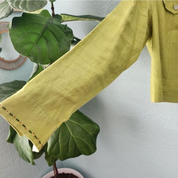 Kelly and Diane 100% linen embellish pineapple Safari Coastal jacket - Picture 12 of 16